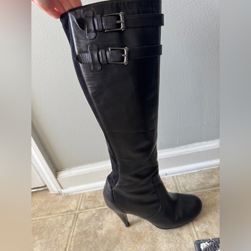 Cole Haan Nike Air Black Knee-High Leather Boots